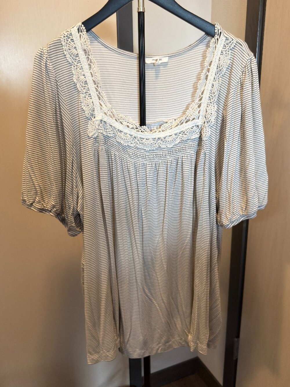 Maurices Lace Trim Square Neck Babydoll Top